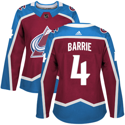 Adidas Avalanche #4 Tyson Barrie Burgundy Home Authentic Women's Stitched NHL Jersey - Click Image to Close